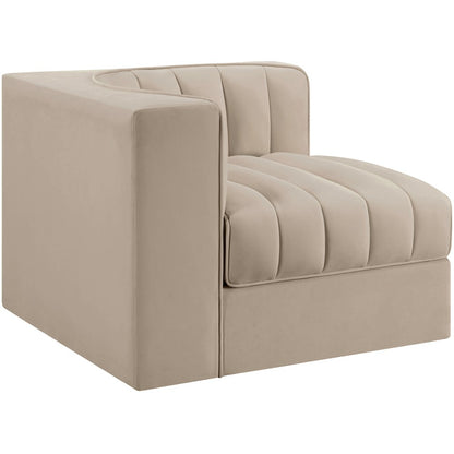 Rummi Beige Velvet Performance Fabric Upholstered Modular Chair