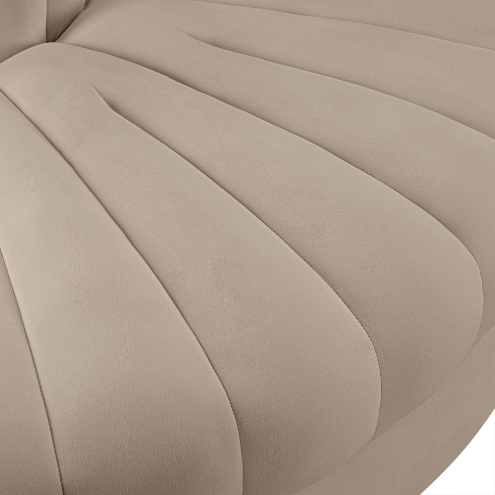 Rummi Beige Velvet Performance Fabric Upholstered Modular Chair