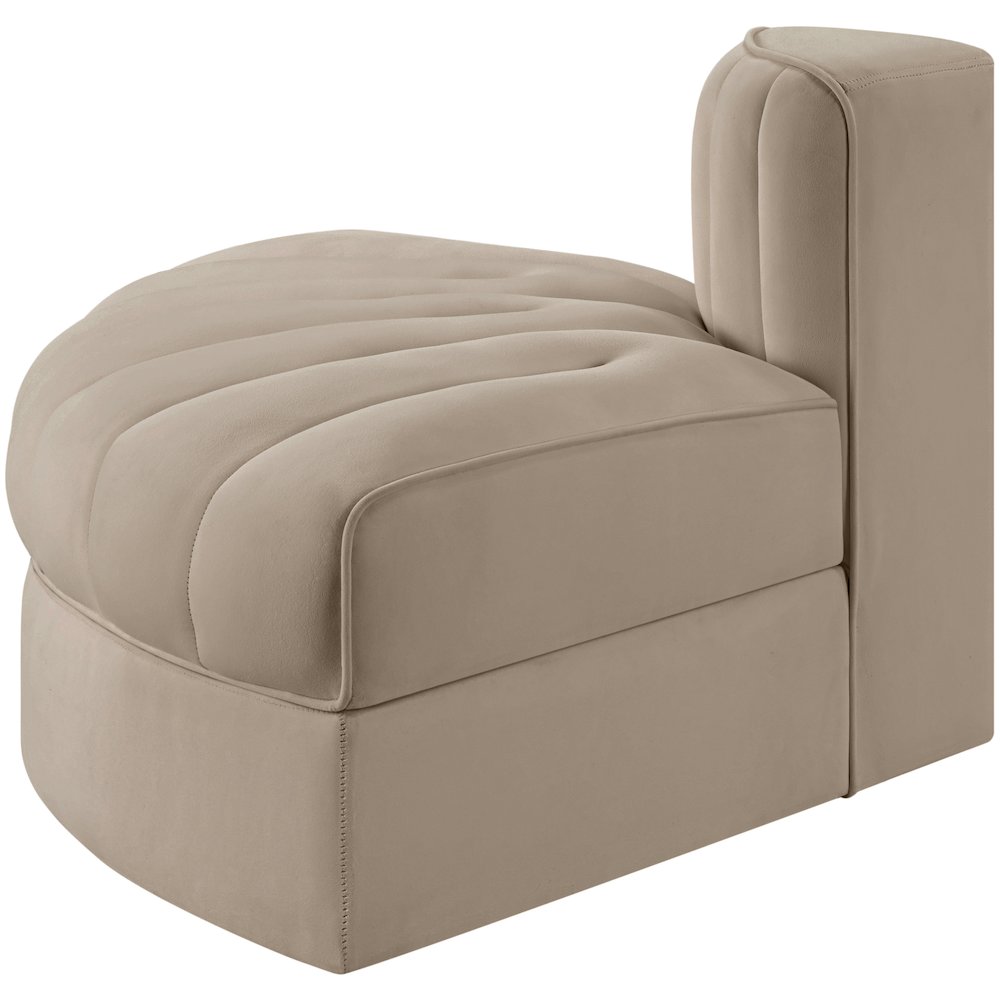 Rummi Beige Velvet Performance Fabric Upholstered Modular Chair