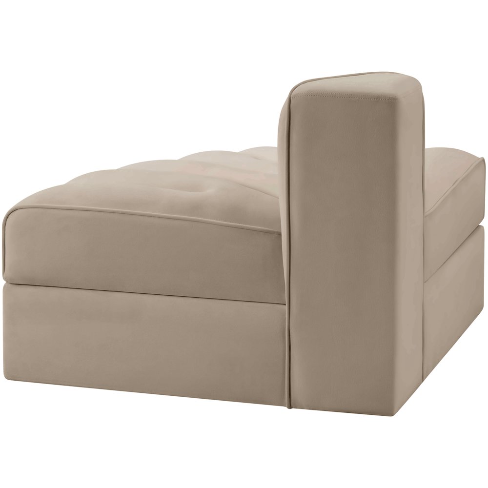 Rummi Beige Velvet Performance Fabric Upholstered Modular Chair