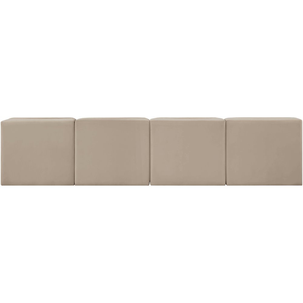 Rummi Beige Velvet Performance Fabric Upholstered 4pc. Modular Sofa