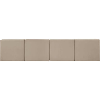 Rummi Beige Velvet Performance Fabric Upholstered 4pc. Modular Sofa