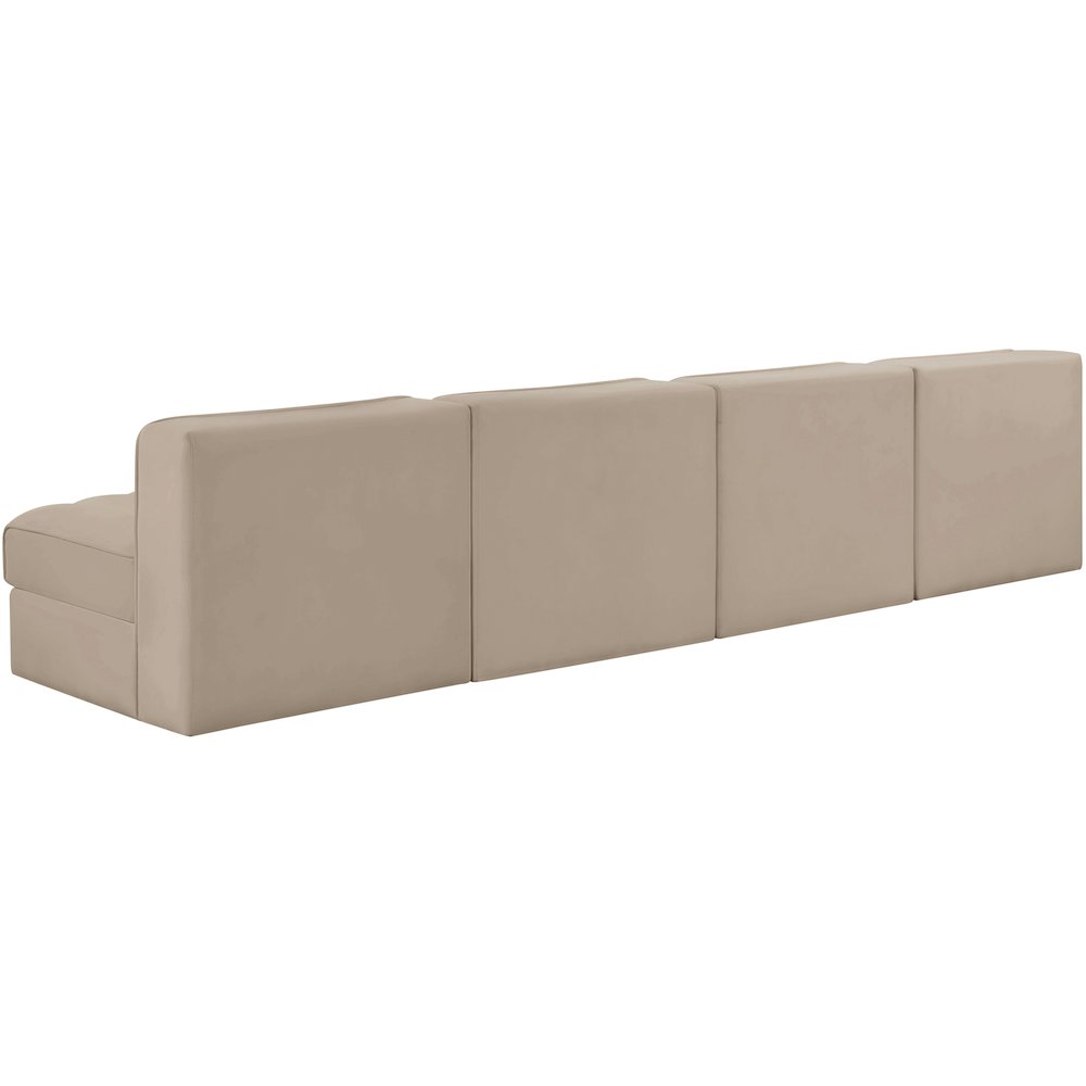 Rummi Beige Velvet Performance Fabric Upholstered 4pc. Modular Sofa