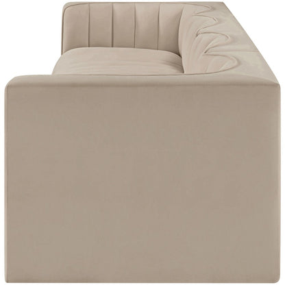 Rummi Beige Velvet Performance Fabric Upholstered 4pc. Modular Sofa
