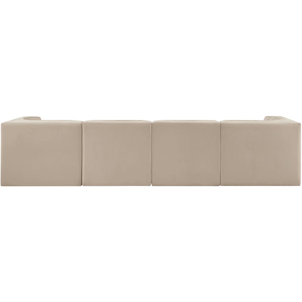 Rummi Beige Velvet Performance Fabric Upholstered 4pc. Modular Sofa