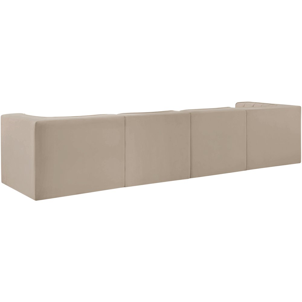 Rummi Beige Velvet Performance Fabric Upholstered 4pc. Modular Sofa