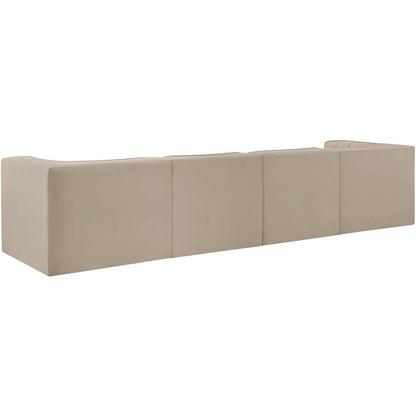 Rummi Beige Velvet Performance Fabric Upholstered 4pc. Modular Sofa