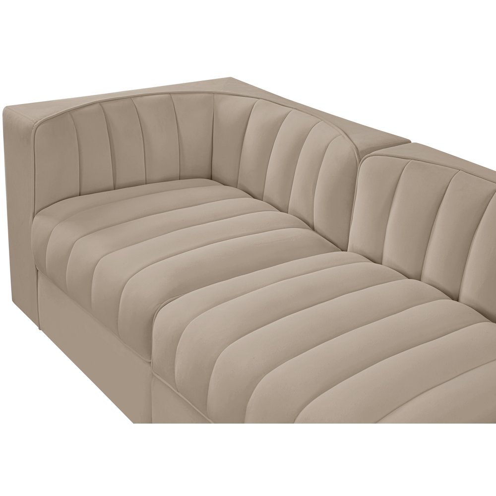 Rummi Beige Velvet Performance Fabric Upholstered 5pc. Modular Sofa