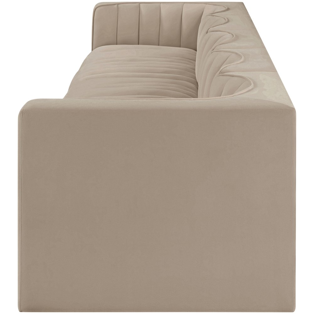 Rummi Beige Velvet Performance Fabric Upholstered 5pc. Modular Sofa