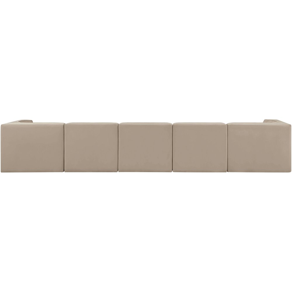 Rummi Beige Velvet Performance Fabric Upholstered 5pc. Modular Sofa