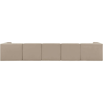 Rummi Beige Velvet Performance Fabric Upholstered 5pc. Modular Sofa