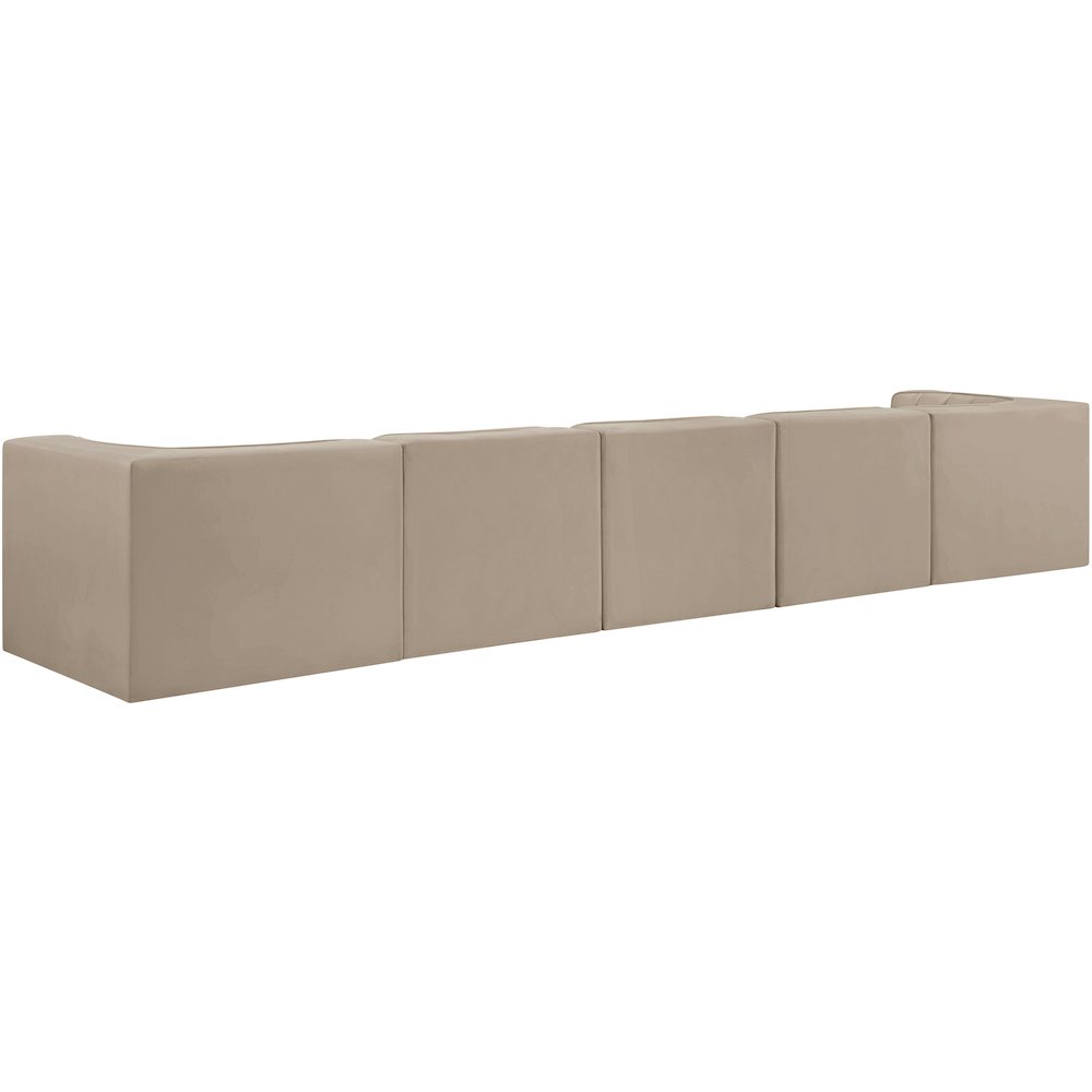 Rummi Beige Velvet Performance Fabric Upholstered 5pc. Modular Sofa