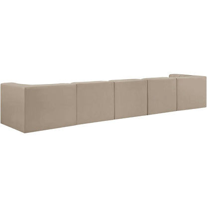 Rummi Beige Velvet Performance Fabric Upholstered 5pc. Modular Sofa
