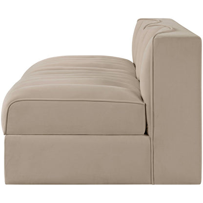 Rummi Beige Velvet Performance Fabric Upholstered 2pc. Modular Loveseat