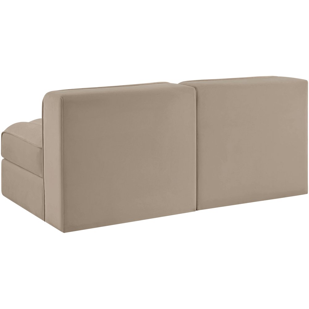 Rummi Beige Velvet Performance Fabric Upholstered 2pc. Modular Loveseat