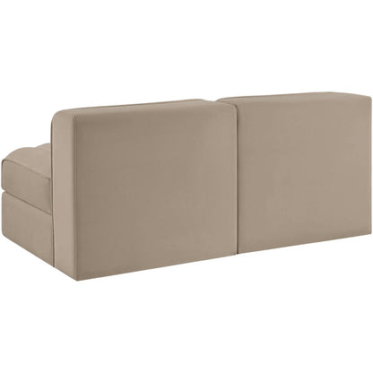 Rummi Beige Velvet Performance Fabric Upholstered 2pc. Modular Loveseat