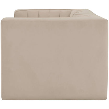 Rummi Beige Velvet Performance Fabric Upholstered 2pc. Modular Loveseat