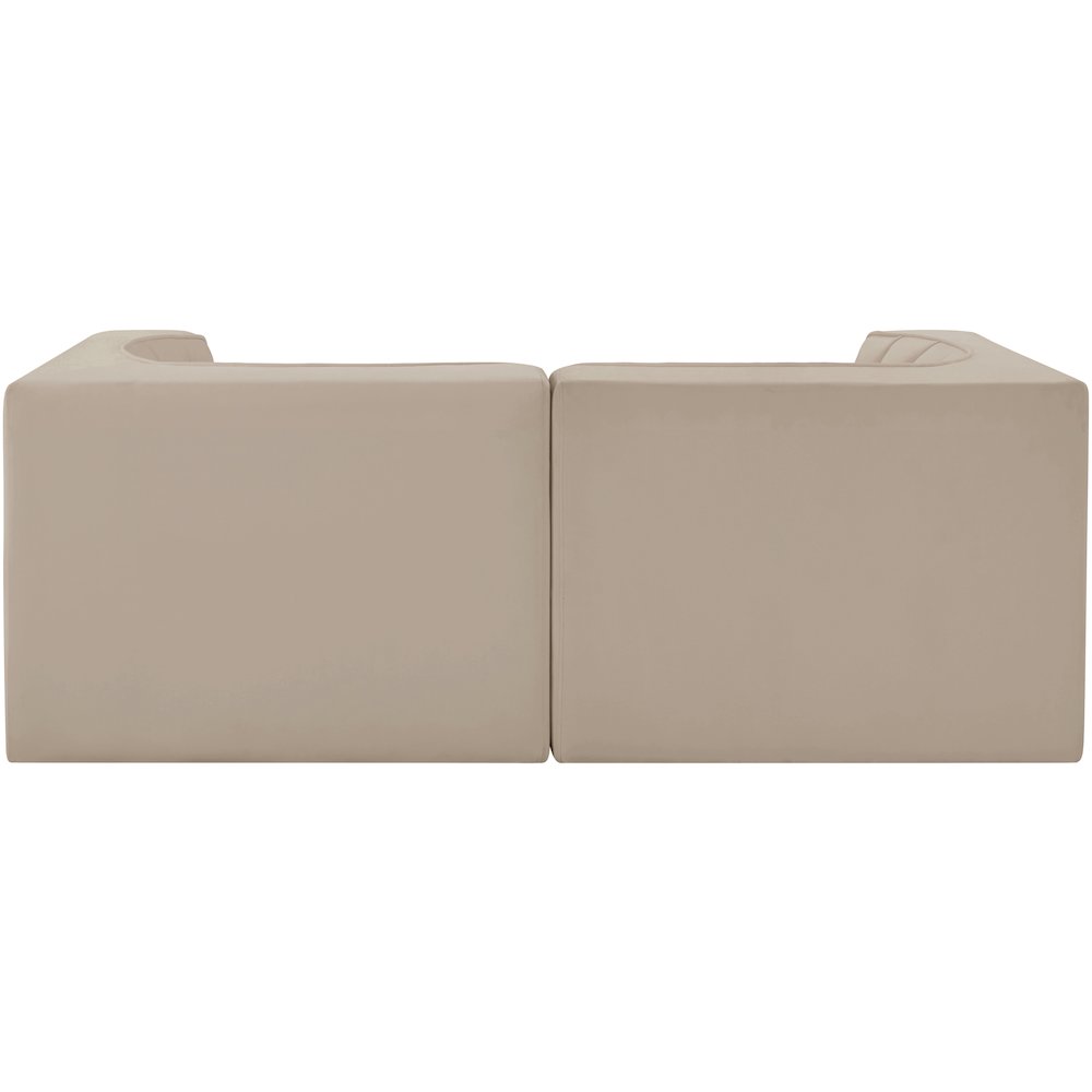 Rummi Beige Velvet Performance Fabric Upholstered 2pc. Modular Loveseat