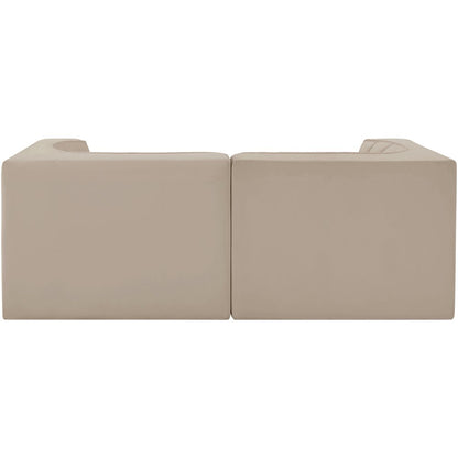 Rummi Beige Velvet Performance Fabric Upholstered 2pc. Modular Loveseat