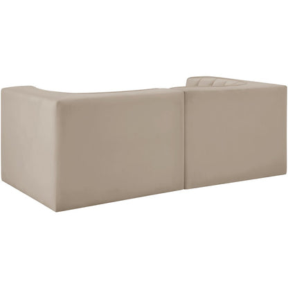 Rummi Beige Velvet Performance Fabric Upholstered 2pc. Modular Loveseat
