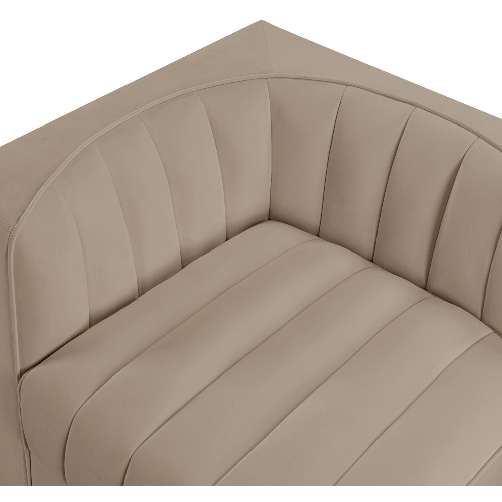 Rummi Beige Velvet Performance Fabric Upholstered 2pc. Modular Loveseat