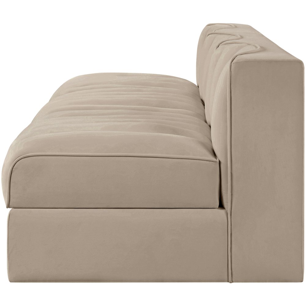 Rummi Beige Velvet Performance Fabric Upholstered 3pc. Modular Sofa