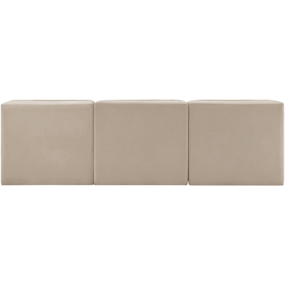 Rummi Beige Velvet Performance Fabric Upholstered 3pc. Modular Sofa