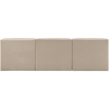 Rummi Beige Velvet Performance Fabric Upholstered 3pc. Modular Sofa