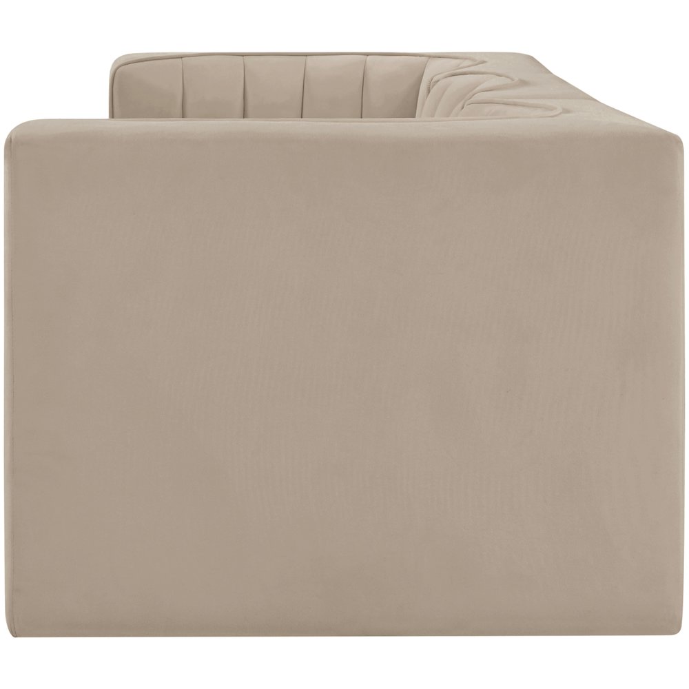 Rummi Beige Velvet Performance Fabric Upholstered 3pc. Modular Sofa