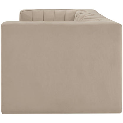 Rummi Beige Velvet Performance Fabric Upholstered 3pc. Modular Sofa