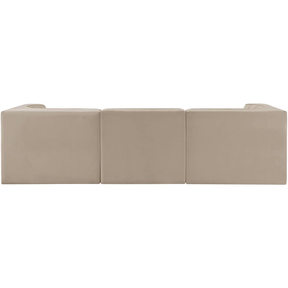 Rummi Beige Velvet Performance Fabric Upholstered 3pc. Modular Sofa