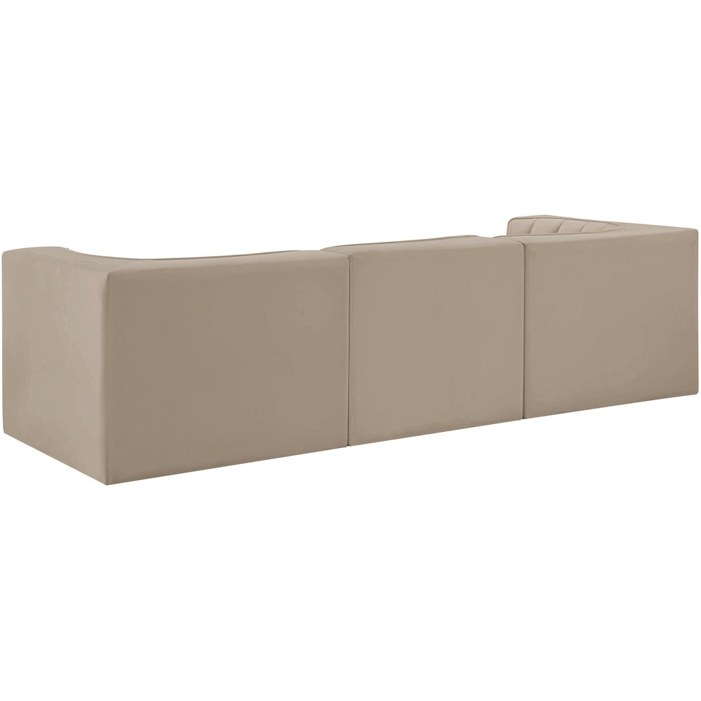 Rummi Beige Velvet Performance Fabric Upholstered 3pc. Modular Sofa