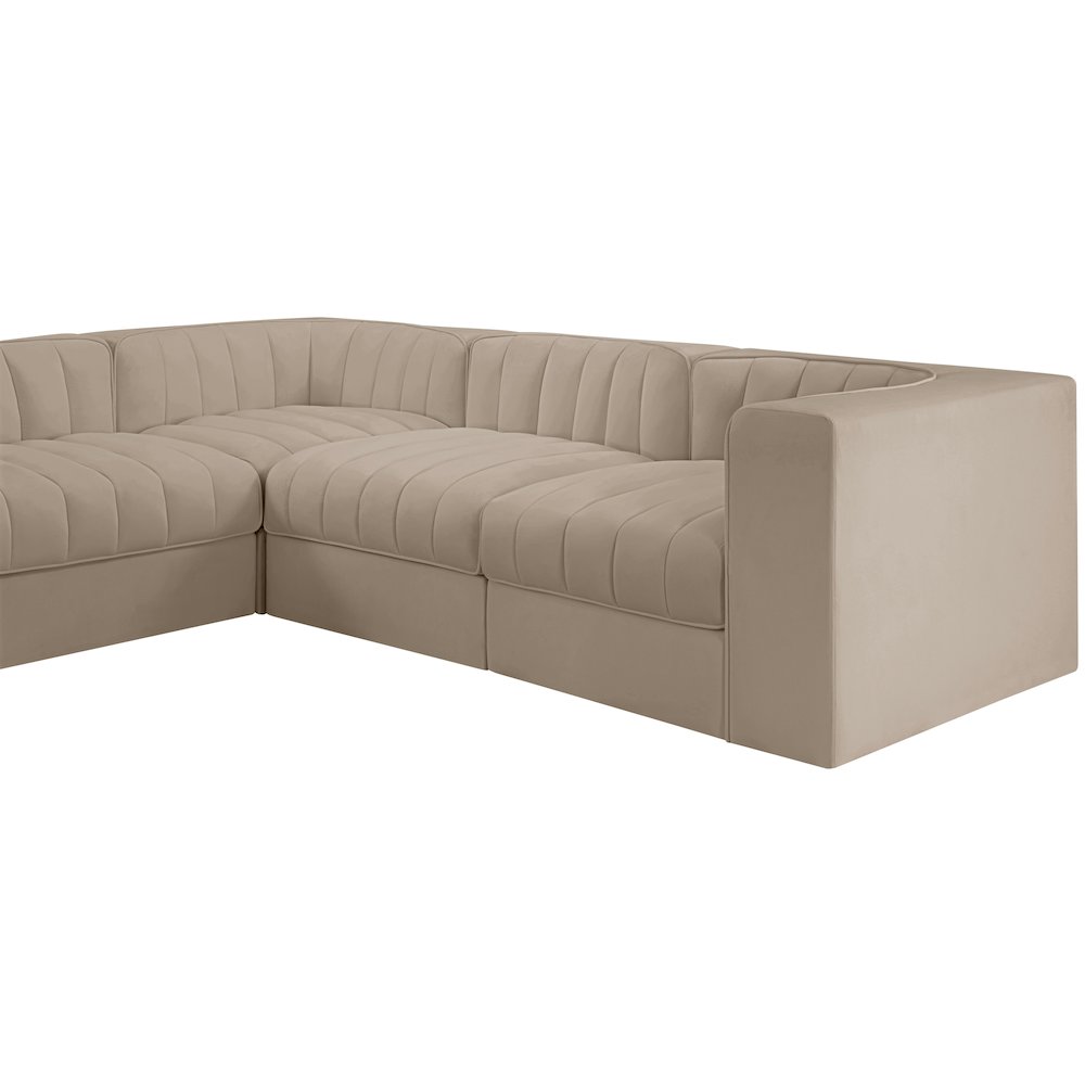 Rummi Beige Velvet Performance Fabric Upholstered 10pc. Modular Sectional