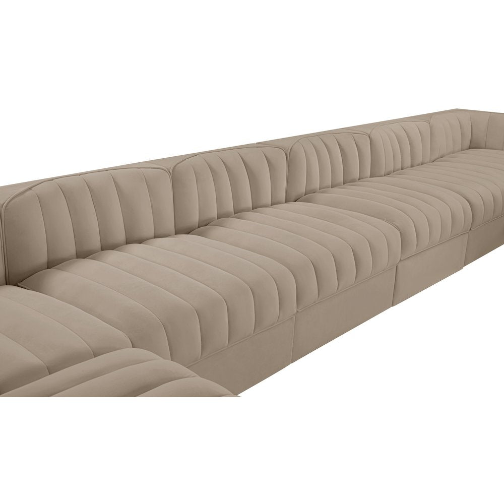 Rummi Beige Velvet Performance Fabric Upholstered 10pc. Modular Sectional