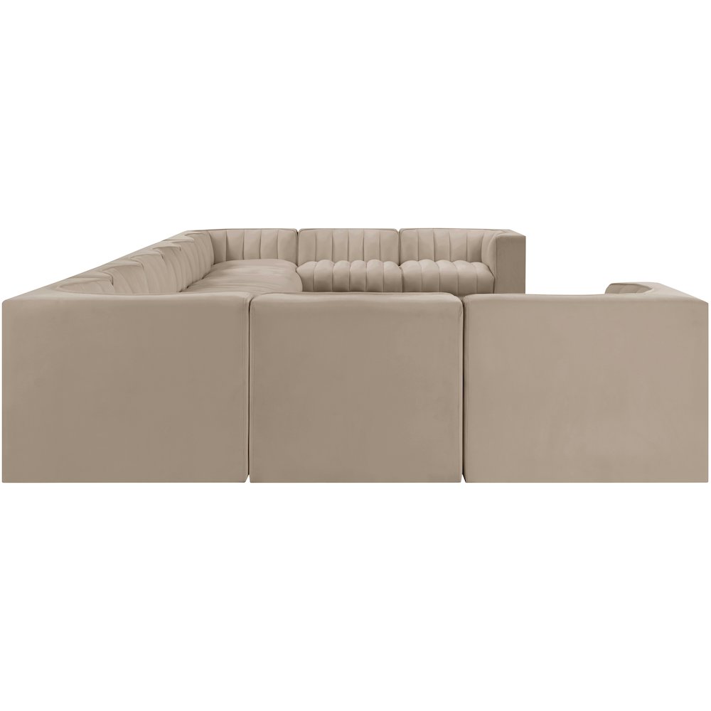 Rummi Beige Velvet Performance Fabric Upholstered 11pc. Modular Sectional