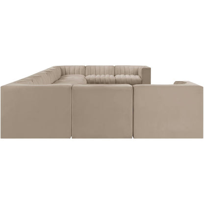 Rummi Beige Velvet Performance Fabric Upholstered 11pc. Modular Sectional