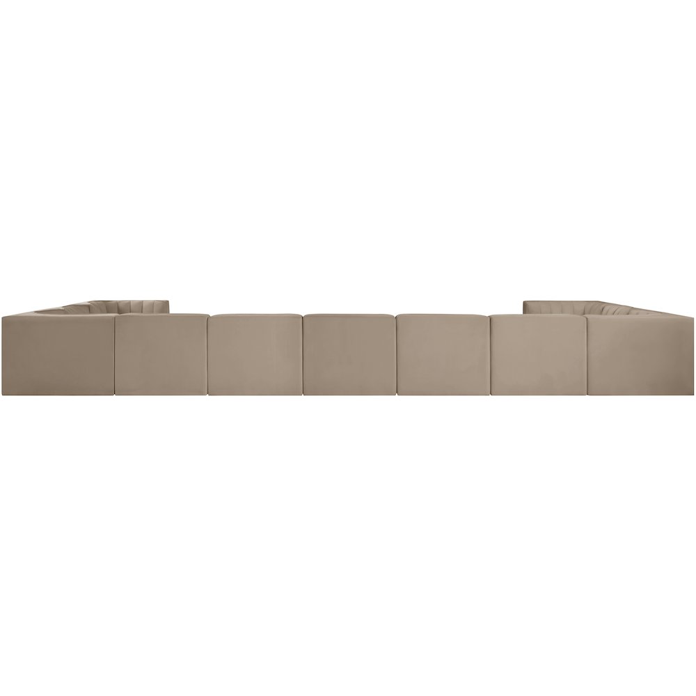 Rummi Beige Velvet Performance Fabric Upholstered 11pc. Modular Sectional