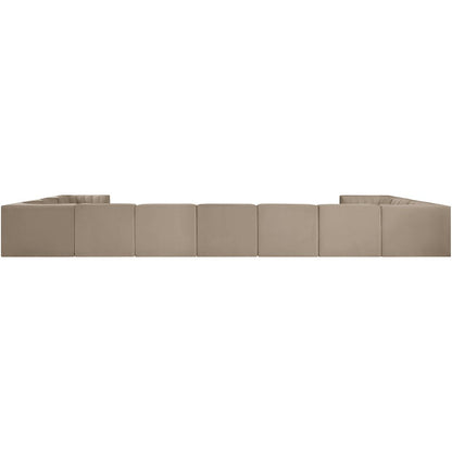 Rummi Beige Velvet Performance Fabric Upholstered 11pc. Modular Sectional