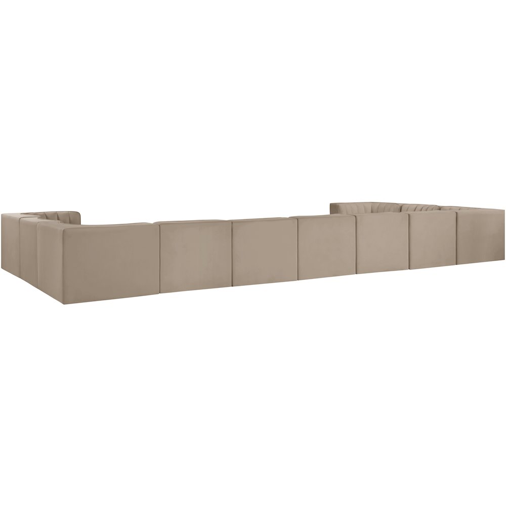 Rummi Beige Velvet Performance Fabric Upholstered 11pc. Modular Sectional