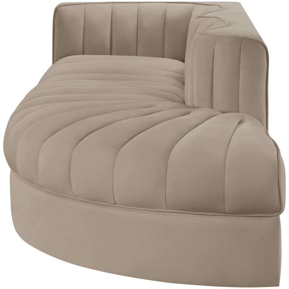 Rummi Beige Velvet Performance Fabric Upholstered 3pc. Modular Sectional