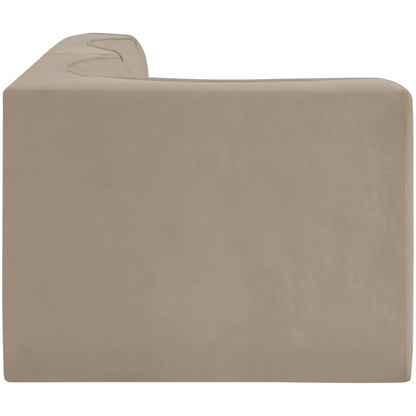 Rummi Beige Velvet Performance Fabric Upholstered 3pc. Modular Sectional