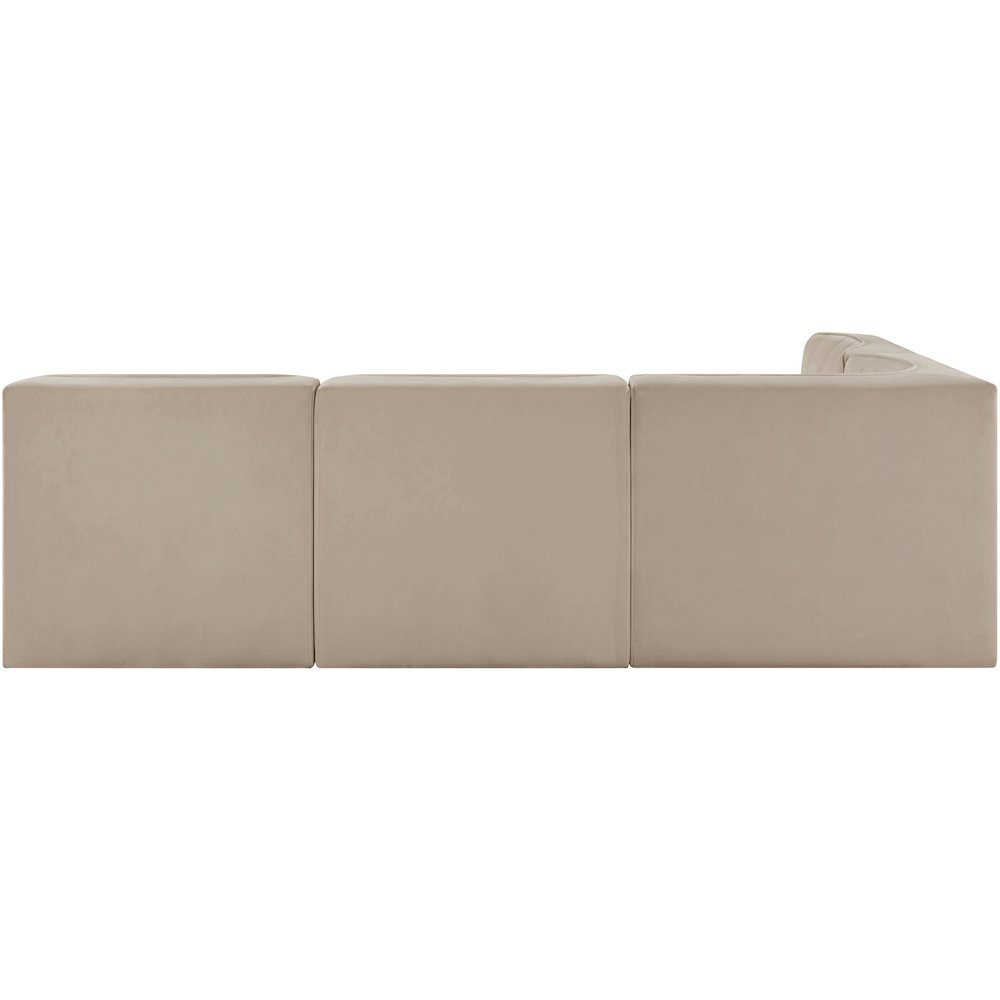 Rummi Beige Velvet Performance Fabric Upholstered 4pc. Modular Sectional