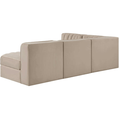 Rummi Beige Velvet Performance Fabric Upholstered 4pc. Modular Sectional