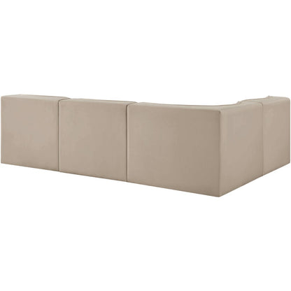 Rummi Beige Velvet Performance Fabric Upholstered 4pc. Modular Sectional