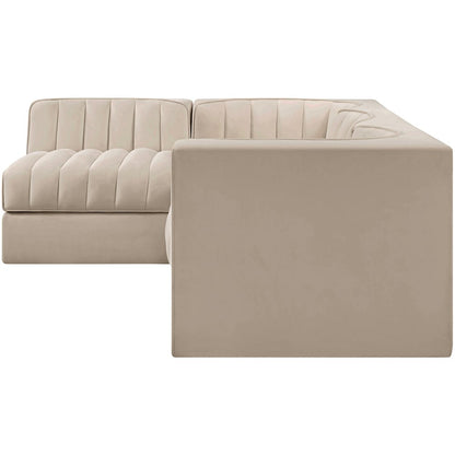 Rummi Beige Velvet Performance Fabric Upholstered 4pc. Modular Sectional