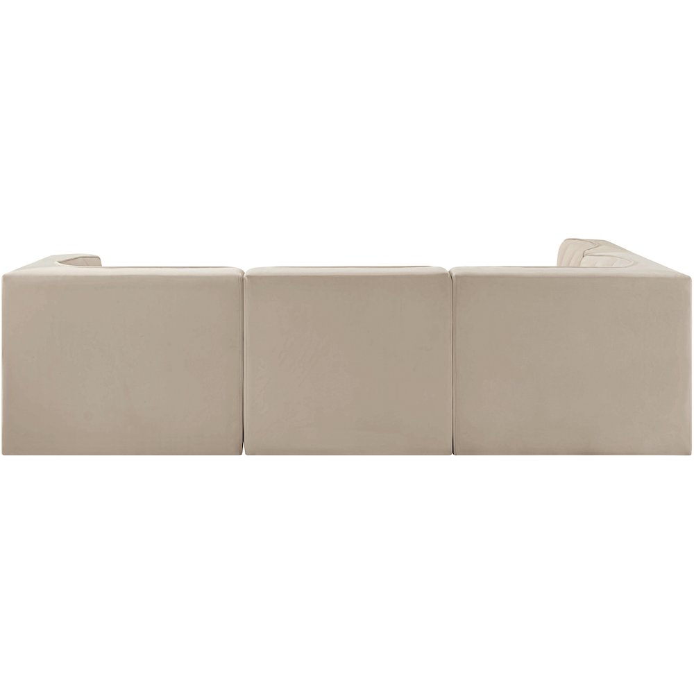 Rummi Beige Velvet Performance Fabric Upholstered 4pc. Modular Sectional