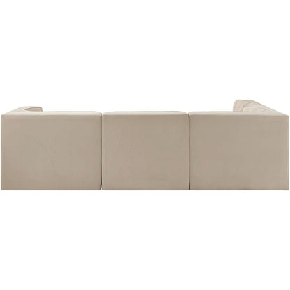 Rummi Beige Velvet Performance Fabric Upholstered 4pc. Modular Sectional