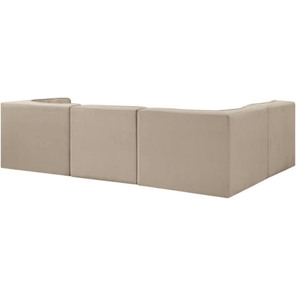 Rummi Beige Velvet Performance Fabric Upholstered 4pc. Modular Sectional