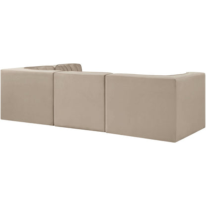 Rummi Beige Velvet Performance Fabric Upholstered 4pc. Modular Sectional