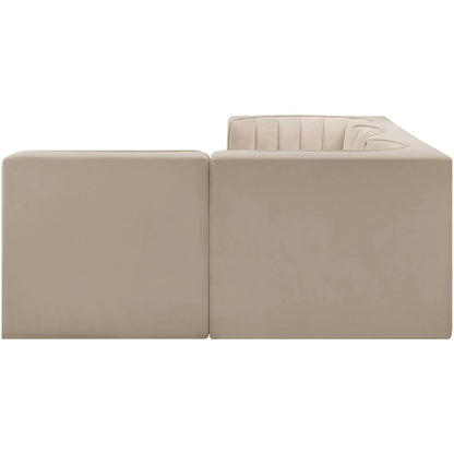 Rummi Beige Velvet Performance Fabric Upholstered 4pc. Modular Sectional